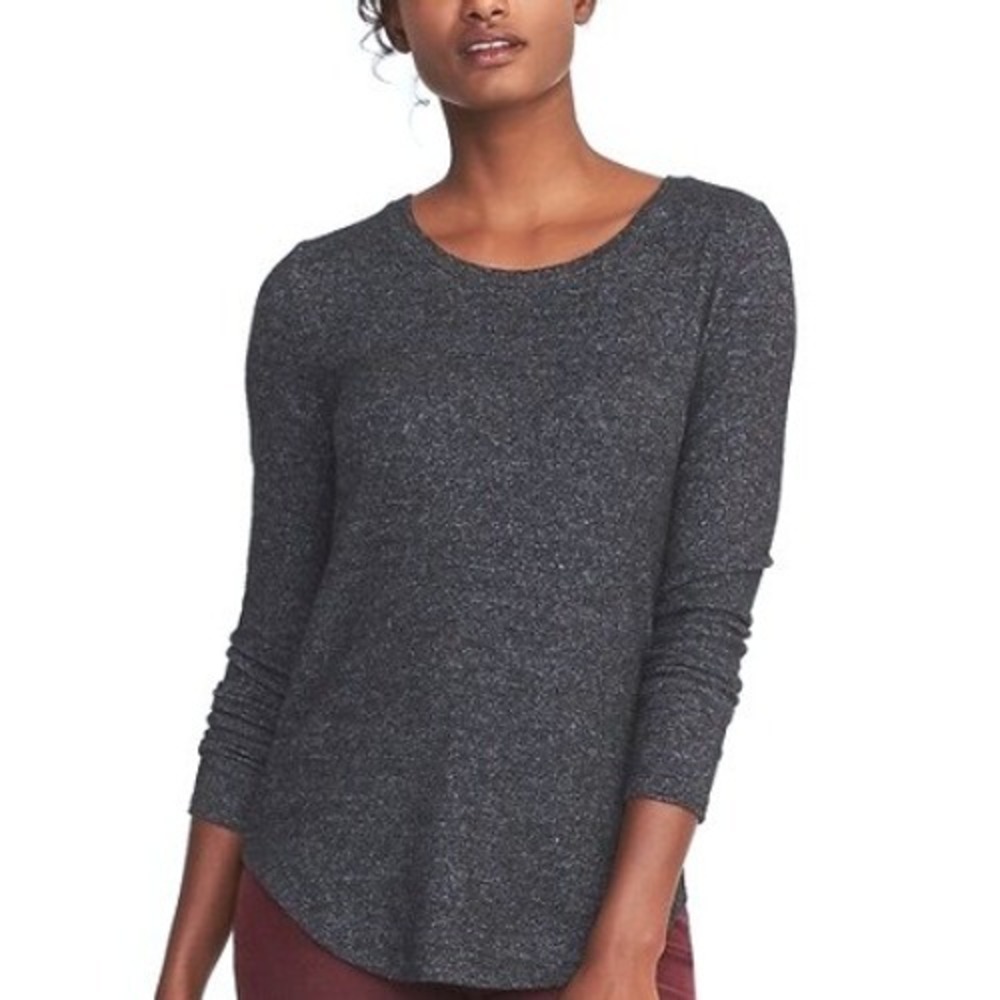 Athleta extra soft SM heathered buttery knit cozy athleisure lounge bias EUC gry